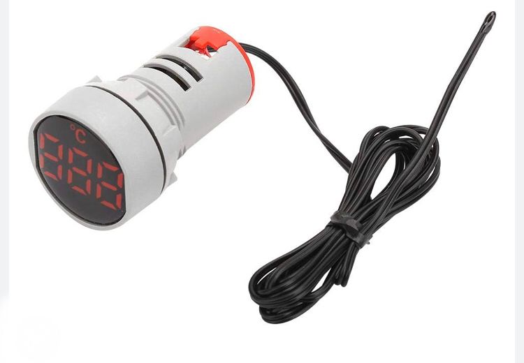 Luz piloto led indicadora de temperatura  (22mm) 20°C - 199°C  12V-450V blanco -CNC-