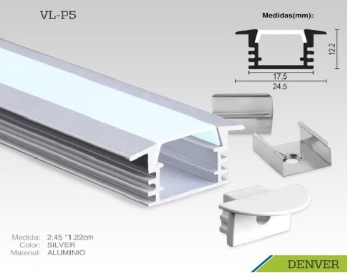 Perfil LED de aluminio para empotrar profundo denver/alpha (3M)