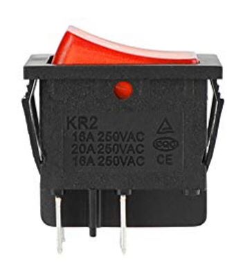 Interruptor basculante de alta resistencia para equipos industriales domésticos para encendido y apagado con luz roja 2 pines 110V/250V 16A 