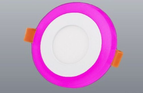 Panel LED empotrable bicolor redondo 110/220V  3+3W  L/B + lila