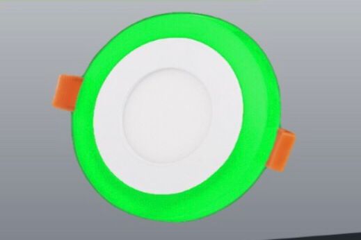 Panel LED empotrable bicolor redondo 110/220V 3+3W  L/B + verde