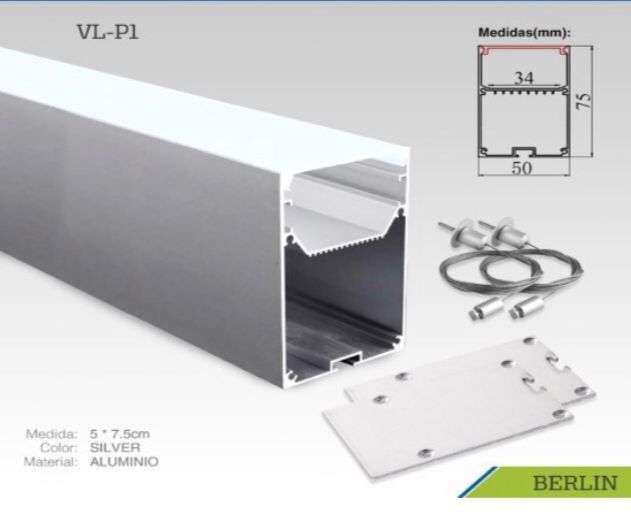 Perfil LED de aluminio NEGRO para colgar berlin  (3M)