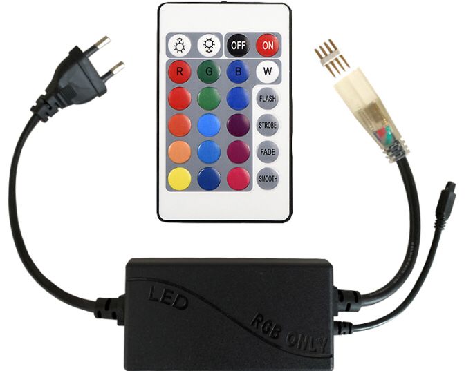 Conector para manguera RGB led 4 vias C/control -IMP-